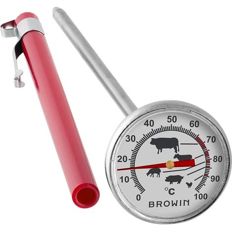 Kochthermometer mit Grafik (0 °C bis +100 °C) 12,5 cm Brownin