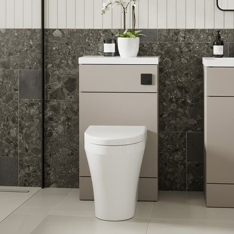 Hudson Reed Fusion Compact WC Unit with Polymarble Worktop 500mm Wide - Pebble Grey (1/5)