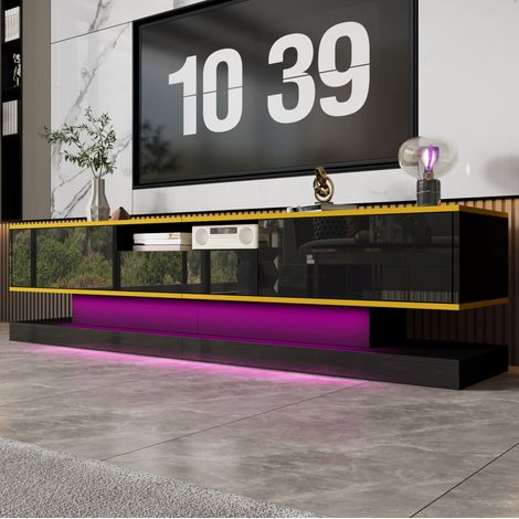 mobile tv 180 cm con 3 cassetti LED oro salvaspazio HAVRYA (1/5)