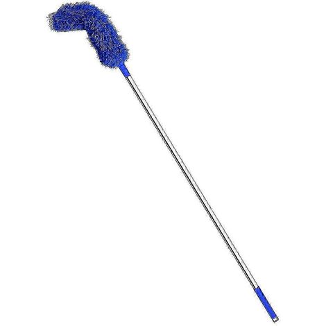 Outil de nettoyage de gouttières à angle réglable, perche télescopique de 45 cm à 220 cm, pour enlever les feuilles et les débris, bleu. (1/5)