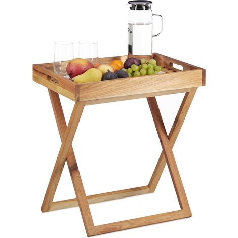 Table d’appoint avec Plateau Amovible en Bois Table Pliante café Pliable Service HxlxP: 54 x 52 x 36 cm (1/5)