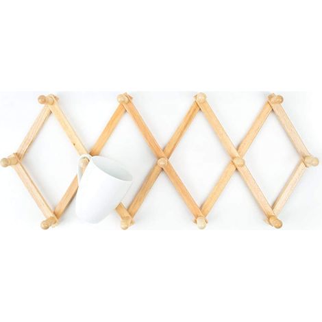 Étagère murale extensible en bois de hêtre pour tasses à café, marron (1/5)