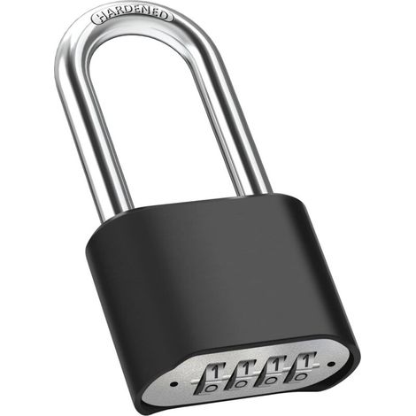 Lntyq Cadenas Code 4 Chiffres, 52mm Cadenas Extérieur Etanche, Robuste et Antivol, 8mm Loquet Cadenas à Combinaison, Exterieur Serrure Porte de Garage, pour Cours, Porte, Clôture, Casier - Long