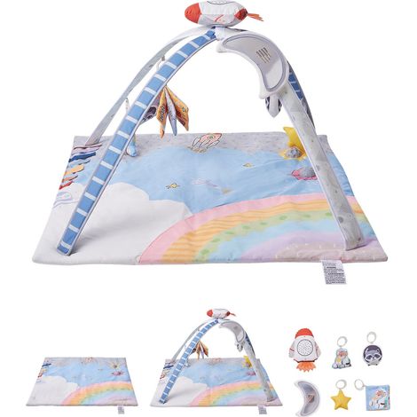 Tapis d'Éveil Bébé, 89x89 cm, Tapis de Jeu d'Activité avec Jouets Sensoriels, Fusée Musicale Lumineuse, Développement Sensoriel et Moteur, Croissance Cognitive, pour Bébés, Nouveau-nés 0-18 Mois (1/5)