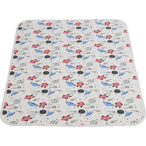 Coussin à langer imperméable lavable coton respirant 80x100cm type vaisseau spatial, alèse change bébé réutilisable, matelas à langer doux et pratique (1/5)