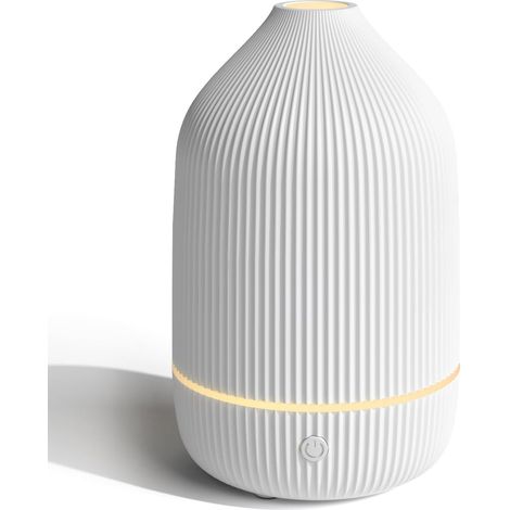 Blanc Diffuseur d'aromathérapie 100 ml, humidificateur ultrasonique à brume froide avec lumières LED 7 couleurs et arrêt automatique, pour la maison ou le bureau