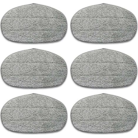 6 Tampons Housse Vadrouille Microfibre Nettoyage Profond Pores Vapeur Velcro Gris (1/4)