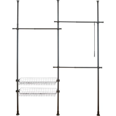 Teleskop-Garderobensystem HERKULES BASIC, doppelt, schwarz, WENKO (1/5)