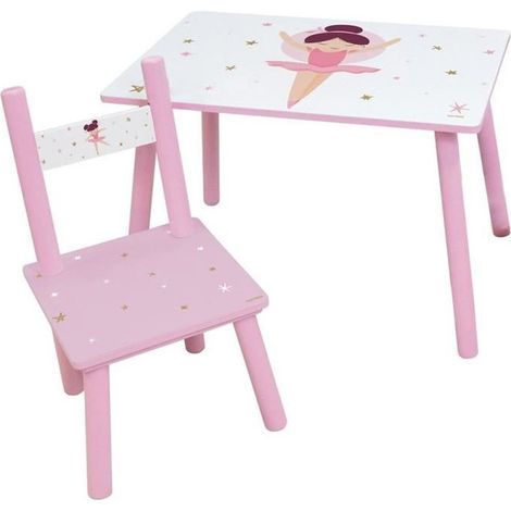 FUN HOUSE Danseuse Ballerine Table H 41,5 cm x l 61 cm x P 42 cm avec une chaise H 49,5 cm x l 31 cm x P 31,5 cm - Pour enfant (1/4)