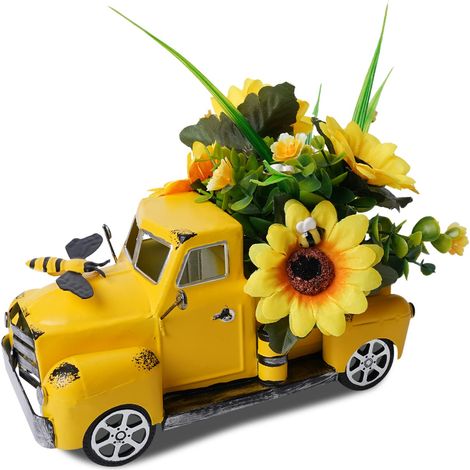 Décoration de Camion en métal avec tournesols, Abeille à Miel, décoration de Table d'automne pour la Maison, la Ferme, ramassage Vintage pour Salon, étagère de Cuisine, centres de Table (1/5)