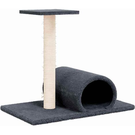 vidaXL Poste rascador para gatos con túnel gris oscuro 60x34,5x50 cm (1/2)