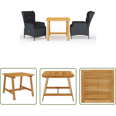 Ensemble de salle à manger de jardin meuble extérieur 3 pièces gris foncé (1/5)