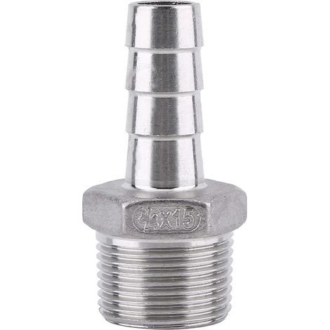 Raccord de tuyau mâle en acier inoxydable, embout cannelé (3/4" x 15 mm) (1/5)