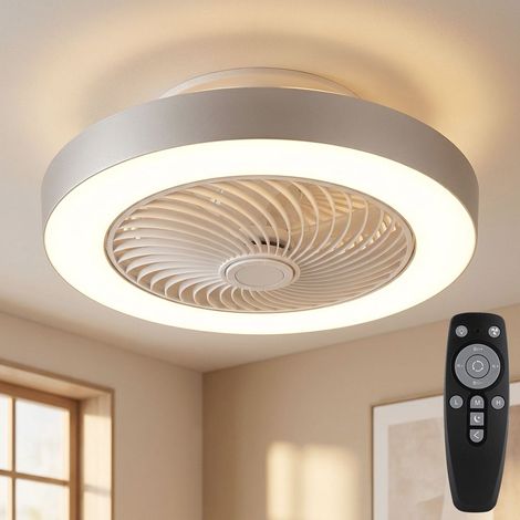 Deckenventilator Ventilator Lüfter Metall LED weiß dimmbar Nachtlicht D 54.8 cm (1/5)