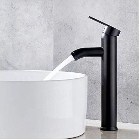 Mitigeur de lavabo, robinet de vasque noir, robinet de haute qualité, robinet de salle de bain, résistant à l'usure, convient aux diamètres intérieurs de 32 à 42 mm. (1/4)