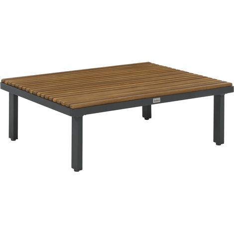 Garden Coffee Table Brown Table Top Dark Grey Frame Acacia Wood Outdoor Rustic Design Patio Balcony FIVIZZANO (1/5)