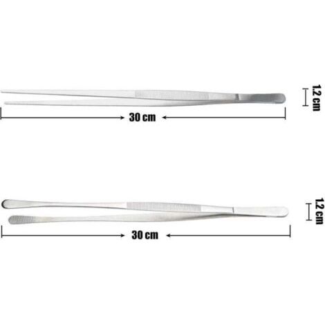 QORVA-Pince Cuisine,Pince Cuisine INOX,Pince Cuisine Grande,Pince Precision Cuisine,Pince Épiler Cuisine,Pinces à Barbecue pour La Cuisson,Pince Plate Cuisine,2 Pièces,30cm (1/3)