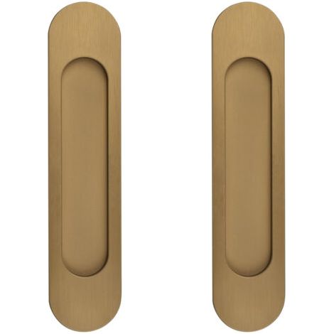 18CM Poignées de Porte Coulissante Ovales Autocollantes, 2 pièces Bronze Or Alliage D'Aluminium Affleurant Poignée Sans Poinçon pour Armoires de Fenêtres de Porte de Grange Coulissante (1/5)