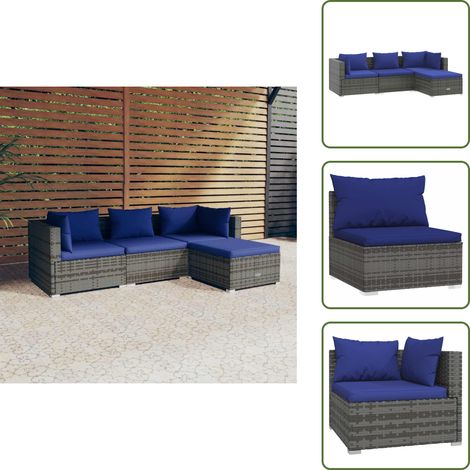 Salon de jardin 4 pcs avec coussins résine tressée gris - Meubles De Jardin - Salon De Jardin - Ensemble De Canapés - Canapé D'angle - Canapé Extérieur (1/5)