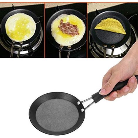 Mini padella MTTProducts per friggere le uova, con manico ergonomico, nera, ideale per campeggio e cucina, perfetta anche per mini pancake. (1/5)