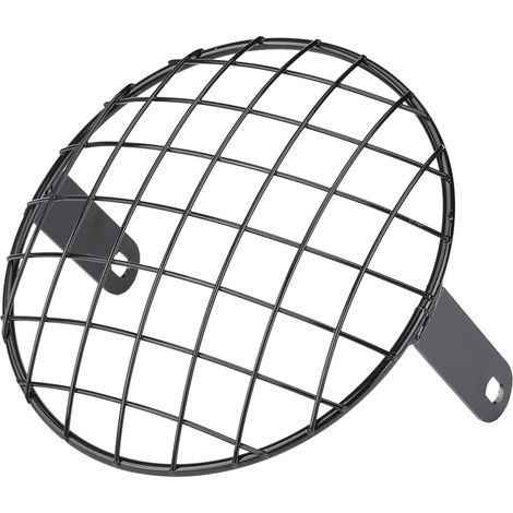 Masque de Protection pour Phare Moto 7" - Grille en Maille, Montage Latéral, Noir, pour Cafe Racer