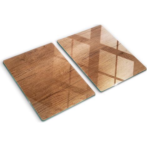 Planche de cuisine, couvre plaque, verre planche découper, verre trempé – 2 x 40 x 52 cm - Bois