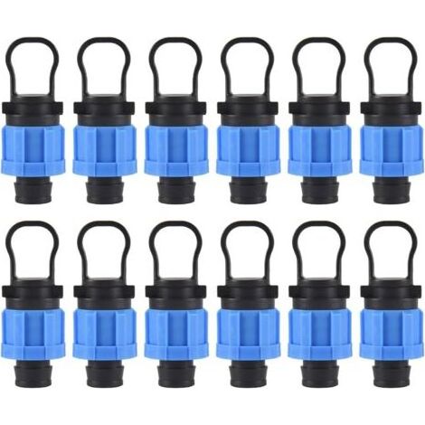 Lot de 12 bouchons d'extrémité d'irrigation goutte à goutte 1/2 - Raccord universel - Compatible avec les bandes goutte-à-goutte de 16 à 17 mm (1/5)