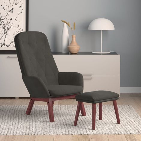 Relaxsessel mit Hocker Dunkelgrau Samt vidaXL