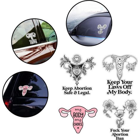 5 autocollants en vinyle imperméables représentant l'utérus, symbolisant les droits reproductifs des femmes, adaptés aux ordinateurs portables, voitures, téléphones portables et bouteilles d'eau. (1/5)