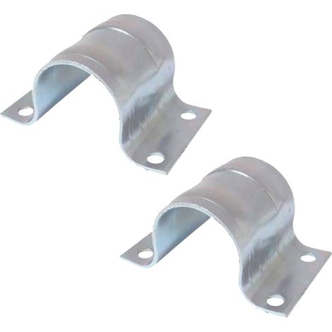 Collier de mât acier galvanisé 48-50 mm – Épaisseur 2,5 mm – Trous de vis 9 mm – Set de 2 pièces avec patins de serrage (1/2)