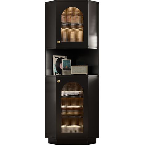 CHICFURN Armario esquinero de baño 45 x 45 x 166,5 cm MDF negro con luz (1/5)