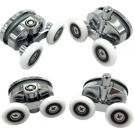 Lot de 4 roulettes de Porte de Douche - À Deux Roues - Ovales - en Forme de Papillon (23mm) (1/5)