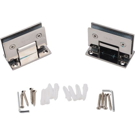 Lot de 2 charnières pour porte de douche en verre, acier inoxydable 304, angle de 90°, pour portes de 8 à 12 mm d'épaisseur, finition brillante (1/5)