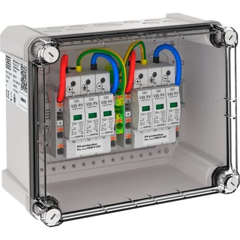 OBO Bettermann Generatoranschlusskasten 2x1 PV-String auf 2 WR-MPP 1000V DC lichtgrau RAL 7035, 5088415 (1/2)