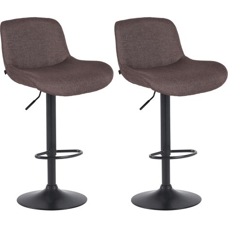 Set di 2 sgabelli da bar regolabili in altezza e girevoli con poggiapiedi in tessuto marrone e struttura in metallo nero 100006245