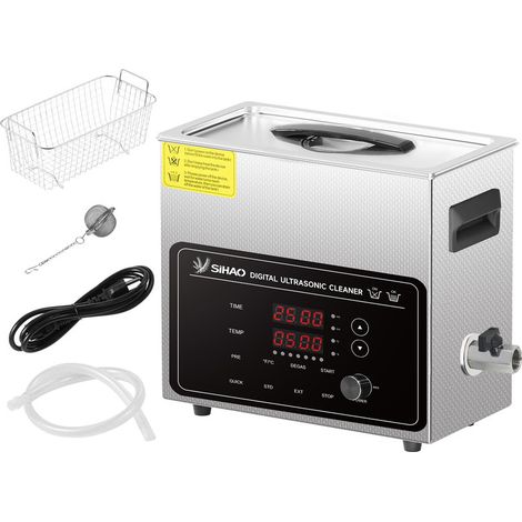 SIHAO 6L 7 niveaux nettoyeur à ultrasons numérique avec chauffage et minuteur de 300W, puissance de 180W, Degas pour bijoux, lunettes, usage domestique (1/5)
