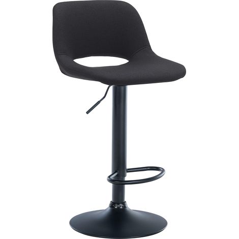 Taburete de bar trona x1 con reposapiés en tela negra base de metal negro 100004616