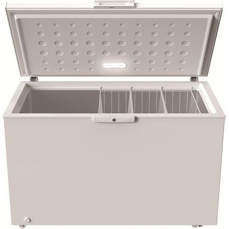 Whirlpool – Congélateur coffre 371L blanc – Capacité 371L – Classe énergétique E – Hauteur 85cm – Niveau sonore 40dB – Technologie 6TH SENSE