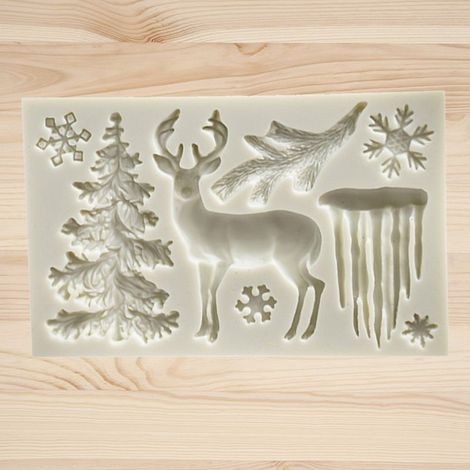 Weihnachtliche Silikonform für Kuchen, Schokolade, Fondant, multifunktionale DIY-Dekorationsform (24 Teile) (1/2)