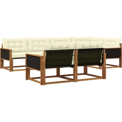 Outdoor Sofa Set with Cushion 7 pcs Natural and Cream vidaXL (1/5)