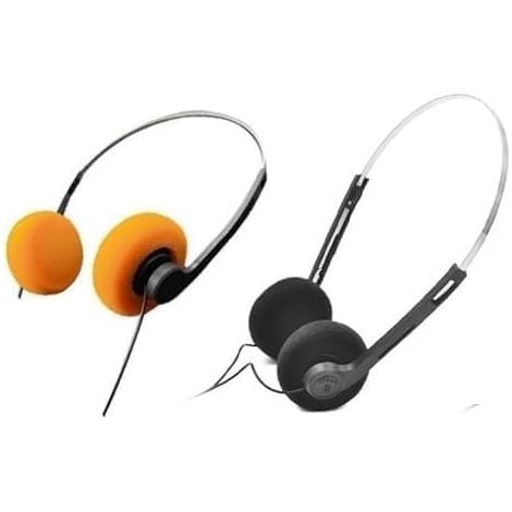 2 casques o rétro orange et noir, filaires stéréo, légers (1/4)