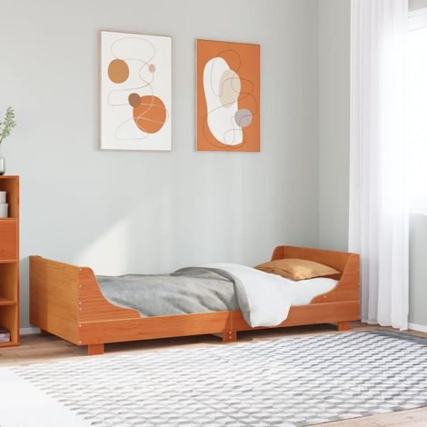 Cama sin colchón madera maciza de pino marrón cera 100x200 cm vidaXL (1/5)