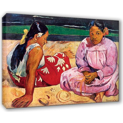 Lupia - Quadro su Tela il Meglio dell'Arte, 70x100 cm DUE DONNE THAITIANE - GAUGUIN, Riproduzione d'Arte su Tela, Montato su Telaio in Legno 3 cm, Made in Italy (1/4)