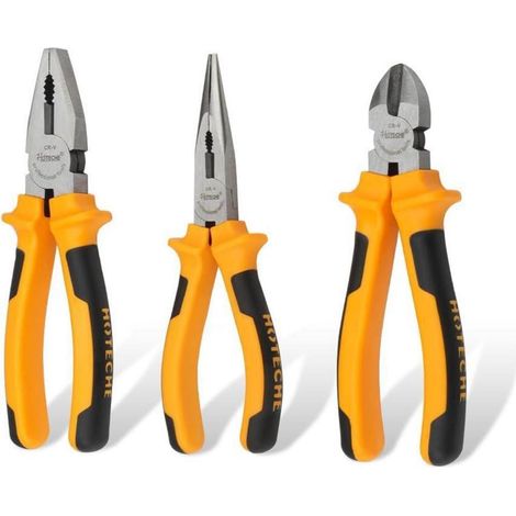 Zangenset 3-tlg 160/180mm Kombi Seitenschneider Spitzzange ergonomisch (1/5)