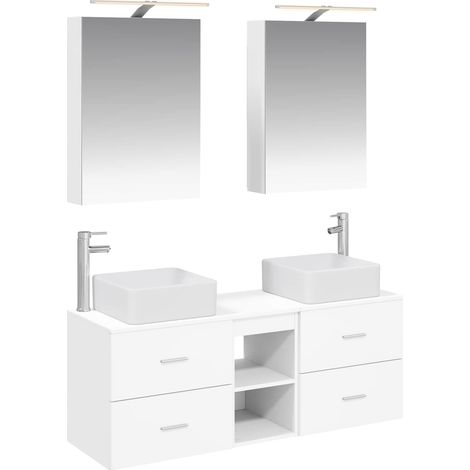 Bathroom Furniture Set 5 pcs White Engineered Wood and Glass vidaXL (1/5)