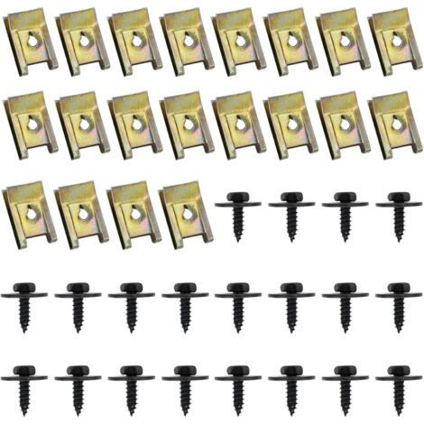40 Pcs Clips de Fixation Voiture, Vis Et Boulons de Voiture, U-Clip Fixation, Écrou et Clip Garde-Boue Automobile, Agrafes Carrosserie, Vis Soubassement, Vis d'Aile Carrosserie (1/5)