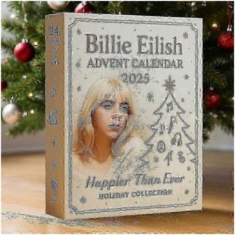 Nouveau calendrier de l'Avent Billie Eilish 2025 - Compte à rebours de Noël - Boîte surprise créative (1/3)