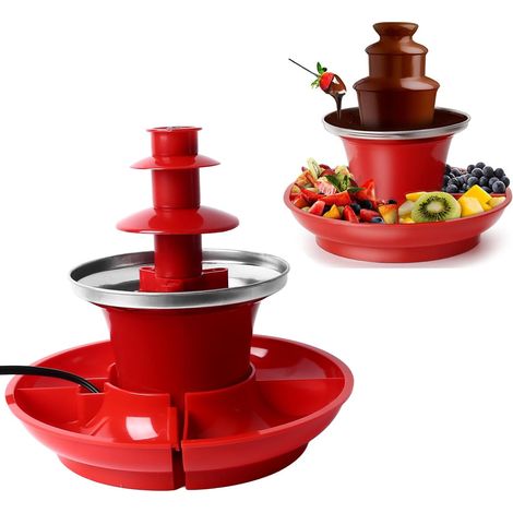 Machine à Fontaine à Chocolat à 3 Niveaux, Ensemble de Fontaine à Fondue au Chocolat électrique de 17 Oz avec Plateau de Service pour Fête D'anniversaire Mariage Chocolat Nacho