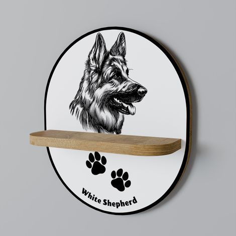 Ovales Regal „Weißer Schäferhund“ (1/5)