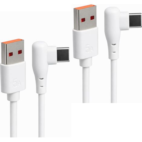 Lot de 2 câbles USB-C à charge rapide 120 W 6 A pour Xiaomi, connecteur coudé à 90°, compatible avec le chargeur Xiaomi 120 W, Mi 15/14/13/12/11, Redmi Note 14/13/12/11, 1 m + 2 m (1/5)